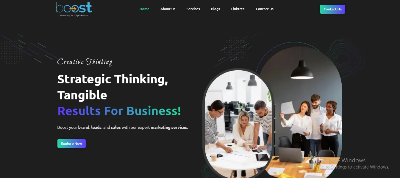 web development project for our client "Boost Advert"
