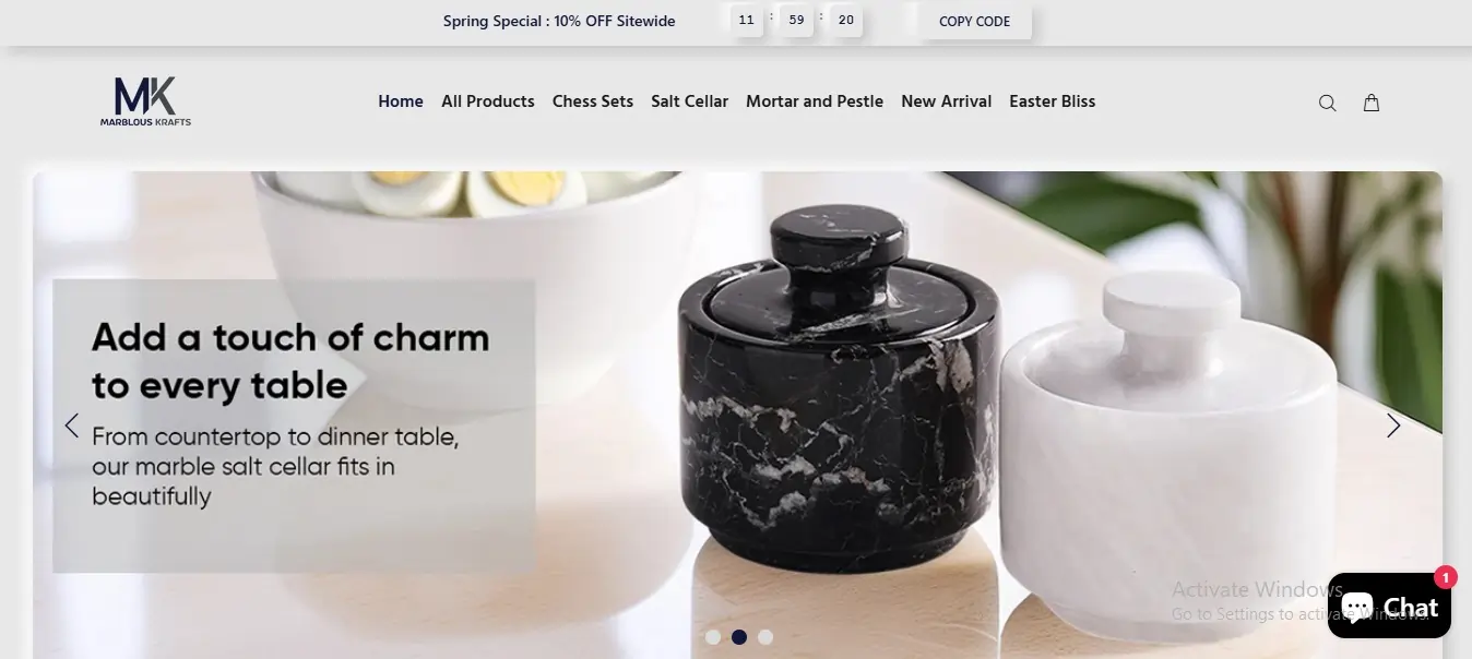shopify development project for our client "marblouskrafts"