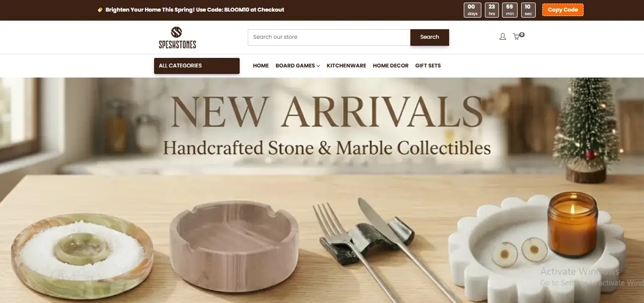 shopify development project for our client "speshstones"